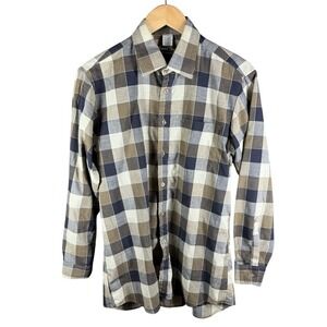 David Gregg Button Up Shirt Mens Medium Brown Plaid Long Sleeve Pocket